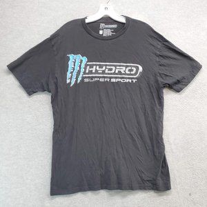 Monster Men Shirt Large Black Logo Hydro Super Sport Graphic Short Sleeve Tee‎